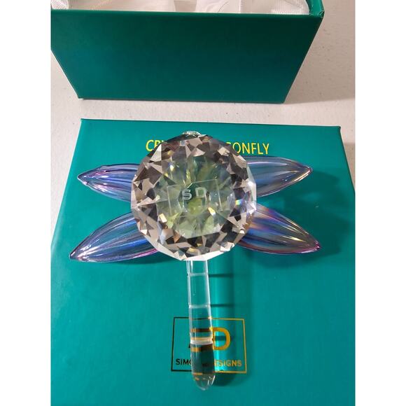 NIB Simon Design Crystal Dragonfly Lavender Iridescent Paperweight Suncatcher - Picture 3 of 6